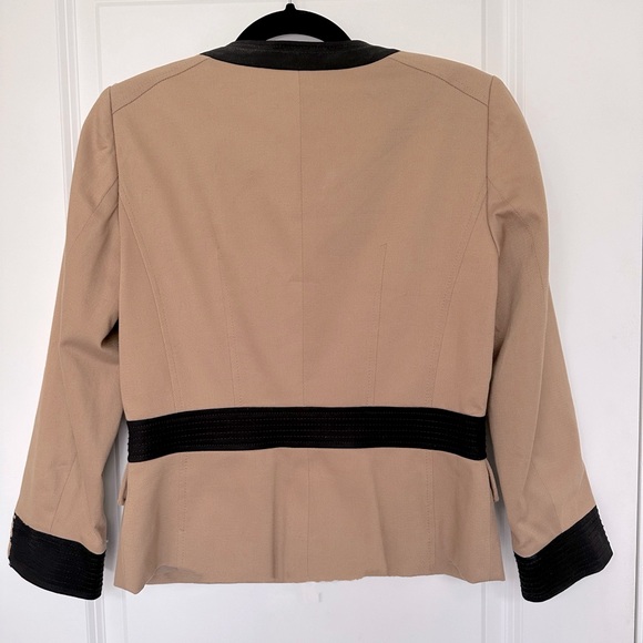 Etcetera Tan Black Gold Metallic Cord Jacket Size 4 Zipper Front Stitchi… - Picture 3 of 4